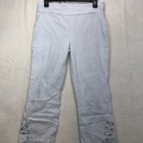 Lily Morgan Capri Pants Womens Size Medium White Pull on Preppy Y2K - Picture 1 of 9